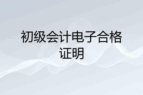 初级会计电子合格证明