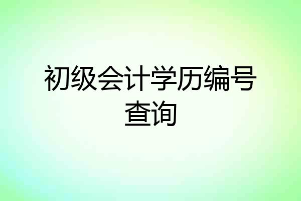 初级会计学历编号查询