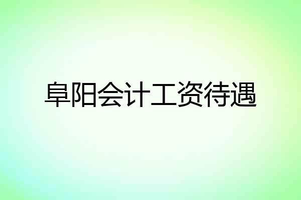 阜阳会计工资待遇