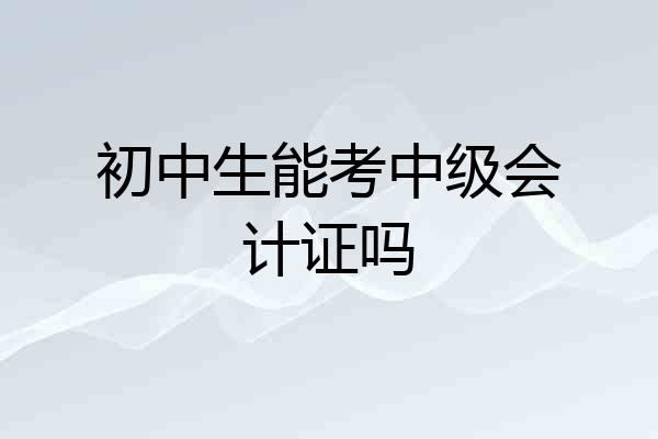 初中生能考中级会计证吗