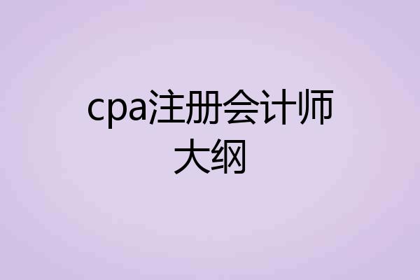 cpa注册会计师大纲