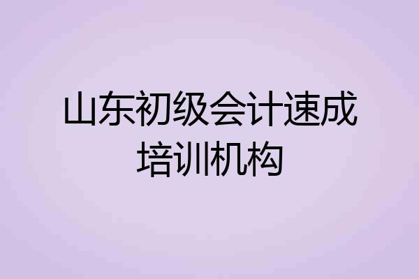 山东初级会计速成培训机构