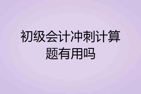 初级会计冲刺计算题有用吗