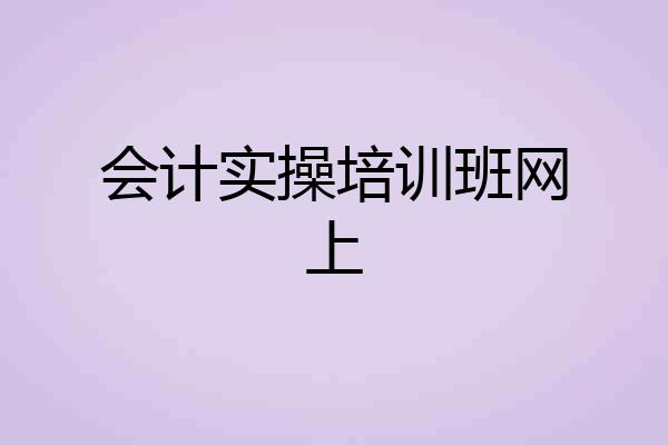 会计实操培训班网上
