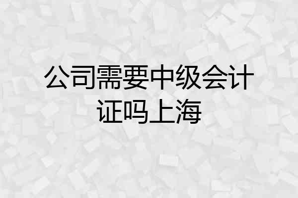 公司需要中级会计证吗上海