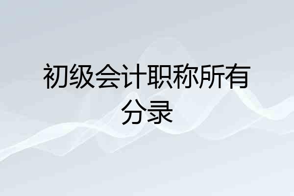 初级会计职称所有分录