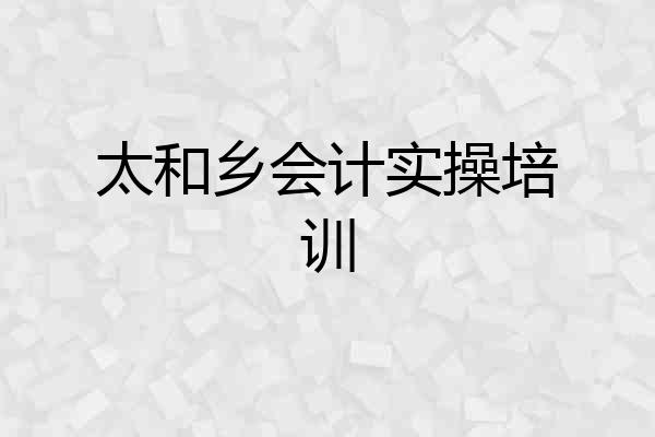 太和乡会计实操培训