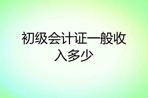 初级会计证一般收入多少