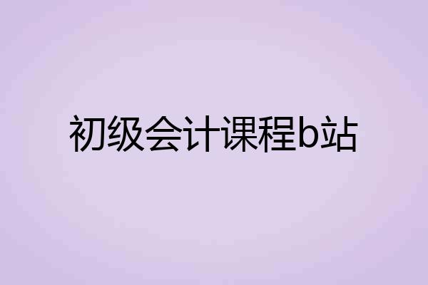 初级会计课程b站