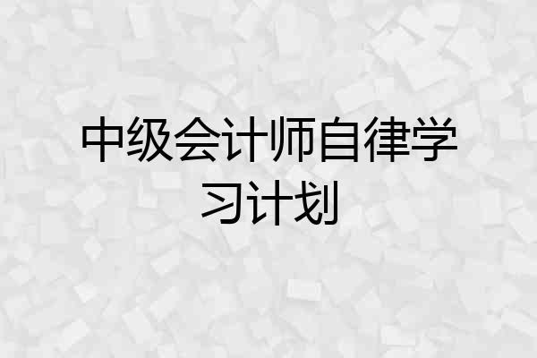 中级会计师自律学习计划