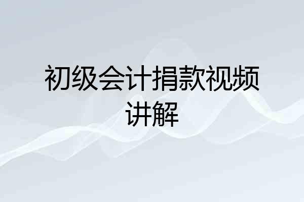 初级会计捐款视频讲解