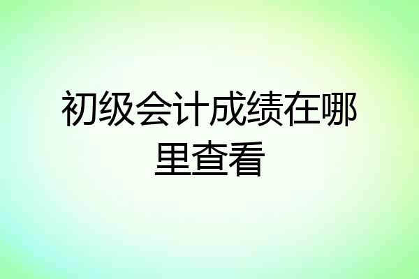 初级会计成绩在哪里查看