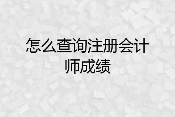 怎么查询注册会计师成绩