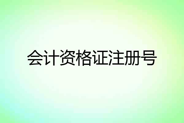 会计资格证注册号