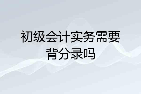 初级会计实务需要背分录吗