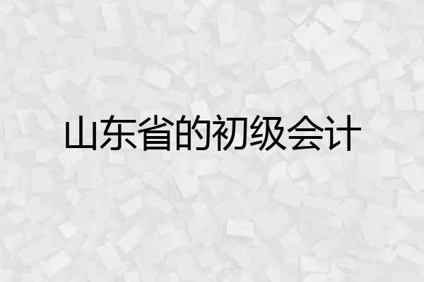 山东省的初级会计