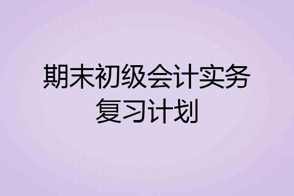 期末初级会计实务复习计划