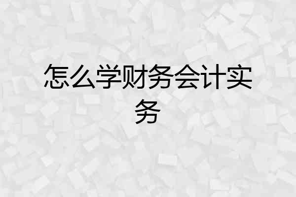 怎么学财务会计实务