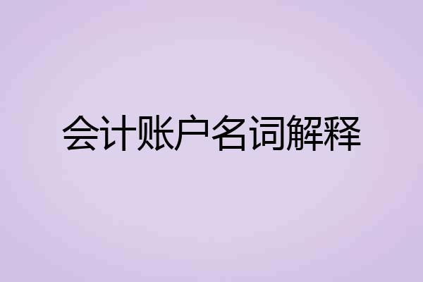 会计账户名词解释
