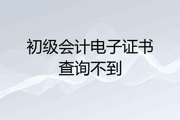 初级会计电子证书查询不到
