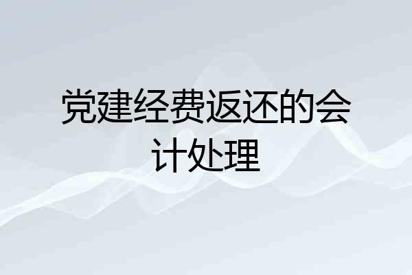 党建经费返还的会计处理