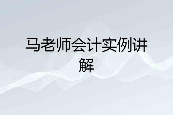 马老师会计实例讲解