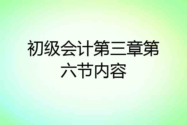 初级会计第三章第六节内容