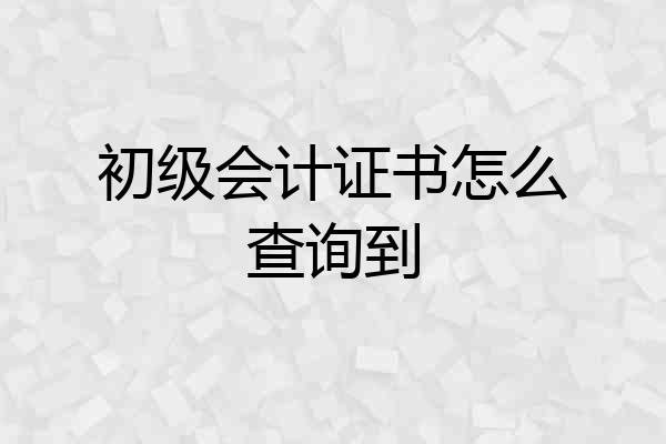 初级会计证书怎么查询到
