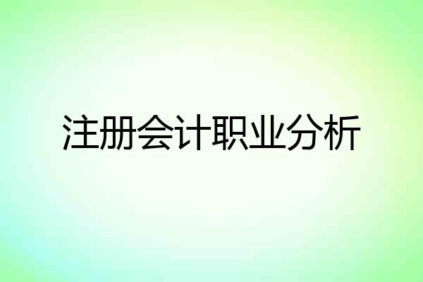 注册会计职业分析