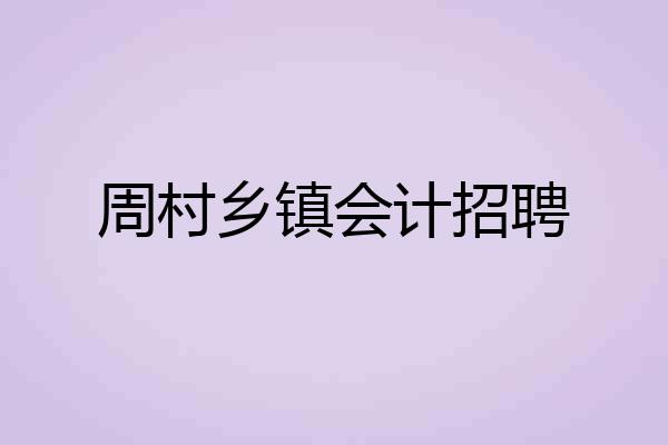 周村乡镇会计招聘