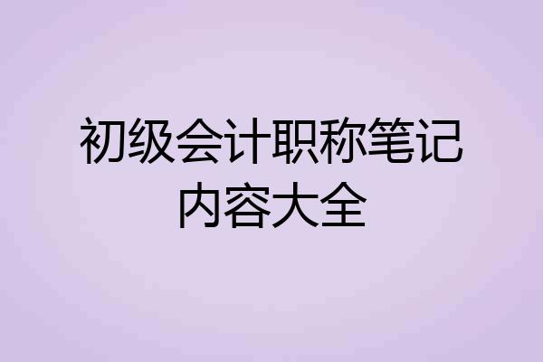 初级会计职称笔记内容大全