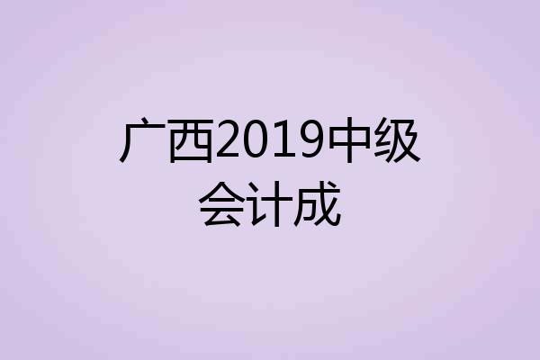 广西2019中级会计成