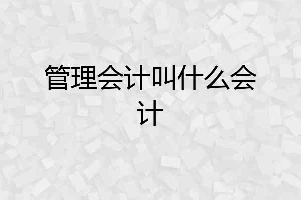 管理会计叫什么会计