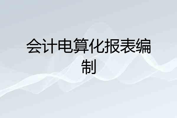 会计电算化报表编制