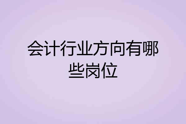 会计行业方向有哪些岗位