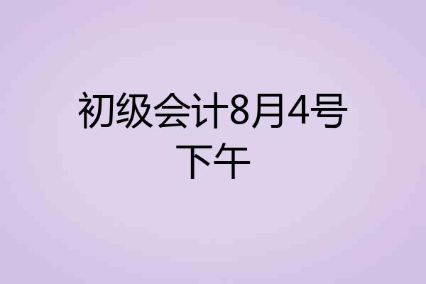 初级会计8月4号下午