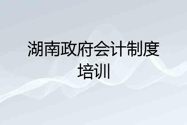 湖南政府会计制度培训
