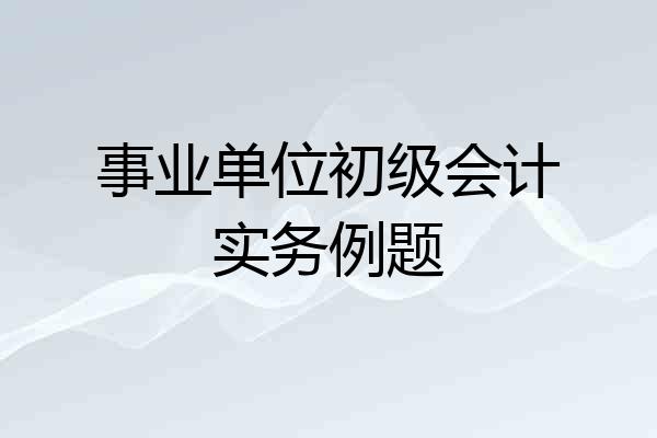 事业单位初级会计实务例题