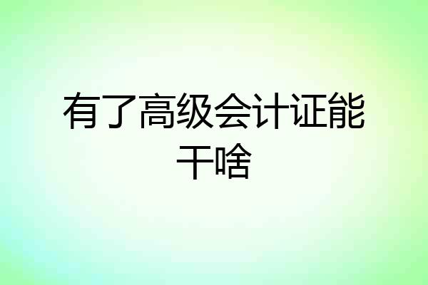 有了高级会计证能干啥