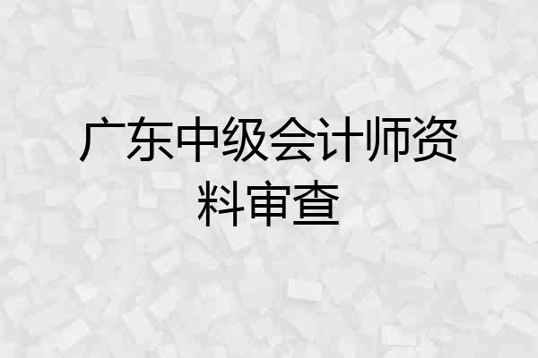 广东中级会计师资料审查