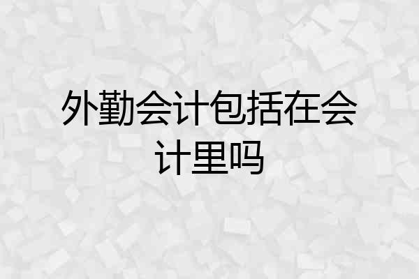 外勤会计包括在会计里吗