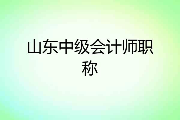 山东中级会计师职称