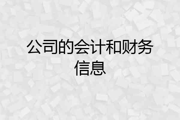 公司的会计和财务信息