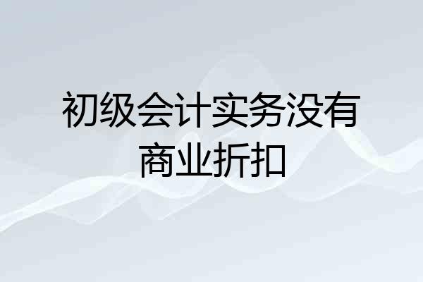 初级会计实务没有商业折扣