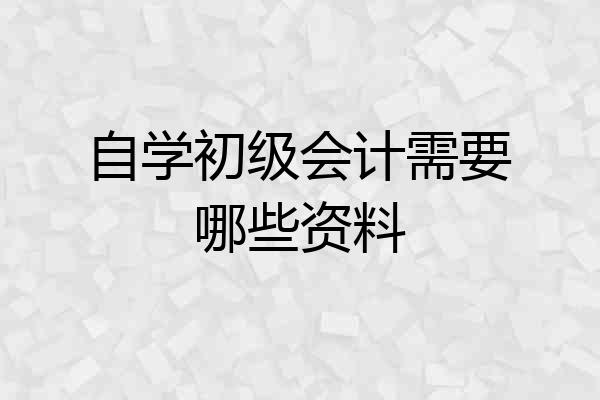 自学初级会计需要哪些资料