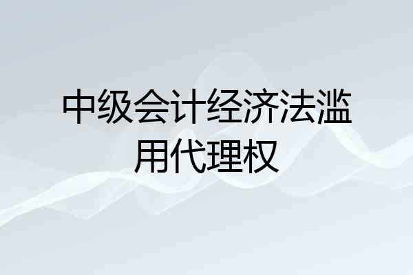 中级会计经济法滥用代理权