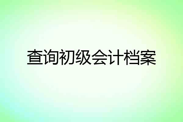 查询初级会计档案