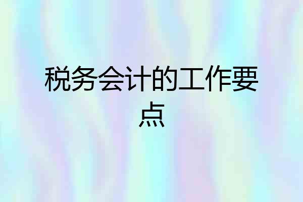 税务会计的工作要点