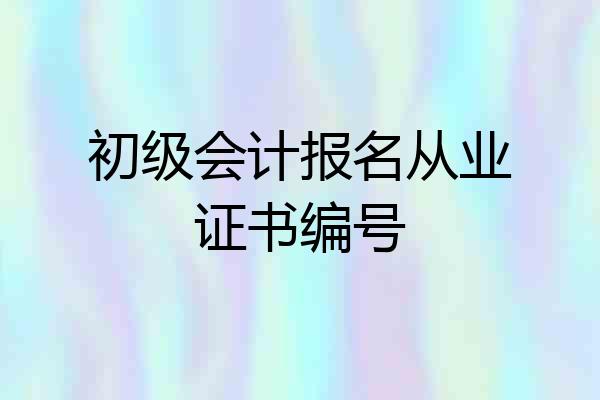 初级会计报名从业证书编号