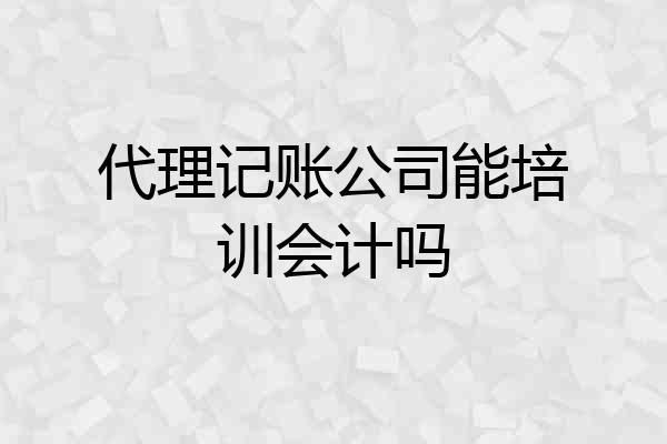 代理记账公司能培训会计吗